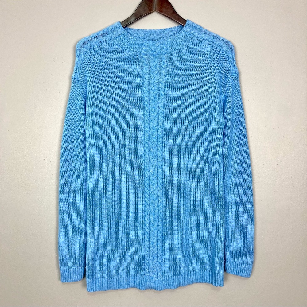 Talbots Lambswool Tunic Sweater Women’s Size S Cable Knit High Neck Wool Blend